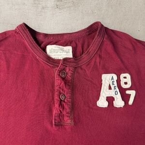 Vtg Aeropostale Henley Shirt Mens XXL Red A87 Stitched Grunge Skater Surf Y2K